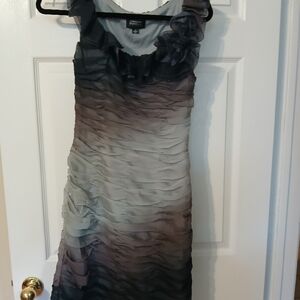 Women's Black and Gray Ruffled Dress